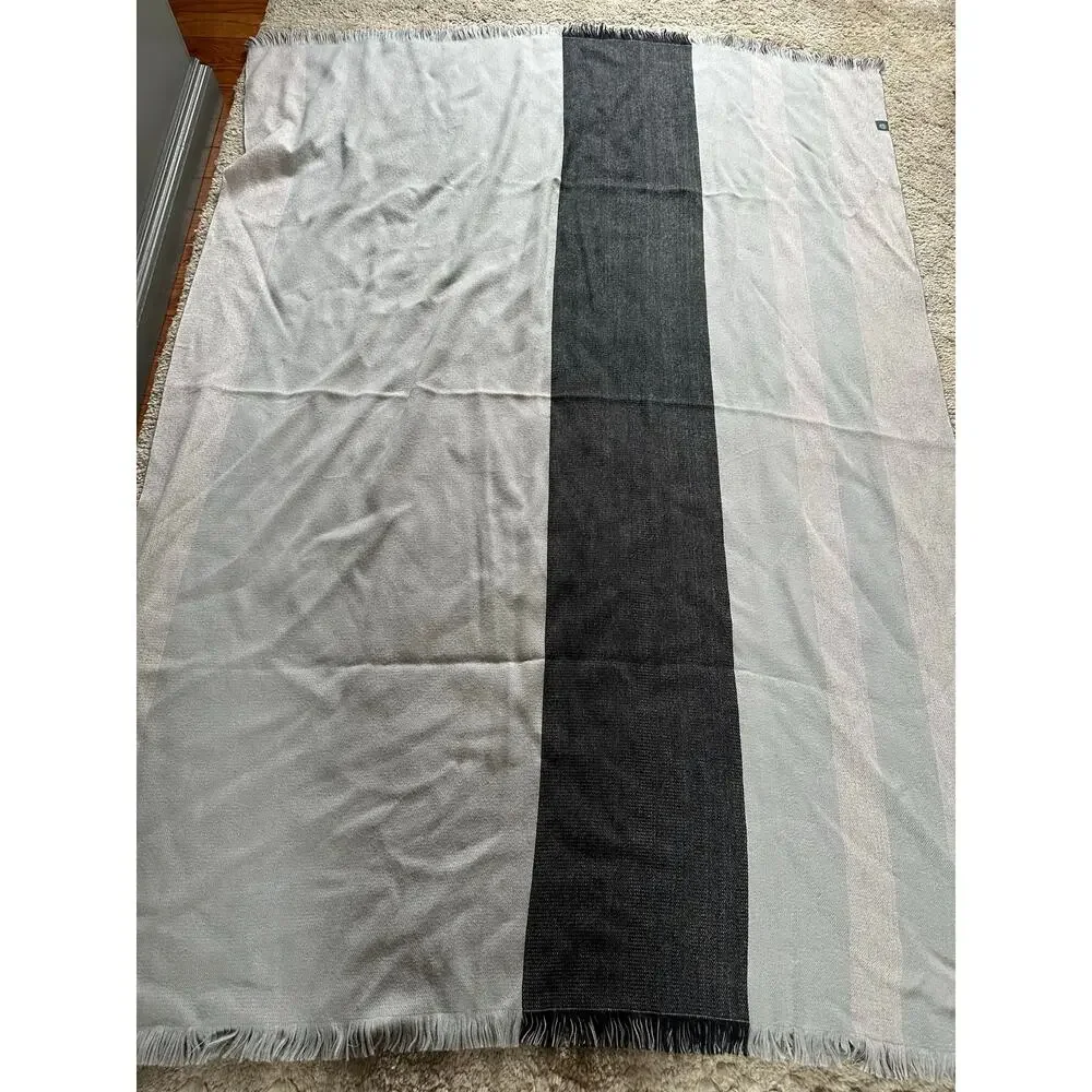 Shupaca alpaca blend throw blanket gray fringed 50x72”